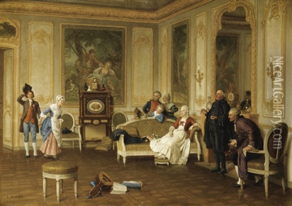 Le Fiance De La Soubrette Oil Painting - Louis Marie Baader