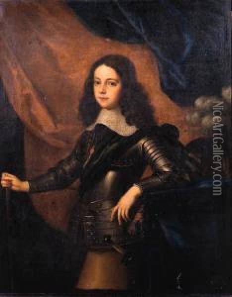 Portrait Of A Young Prince, Probably Charles Ii, Prince Of Wales(1630-1685) Oil Painting - Adriaen Hanneman