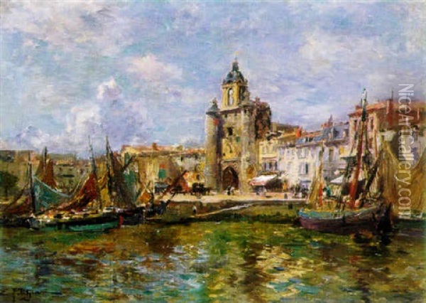 The Port Of Rochelle Oil Painting - Edmond Marie Petitjean