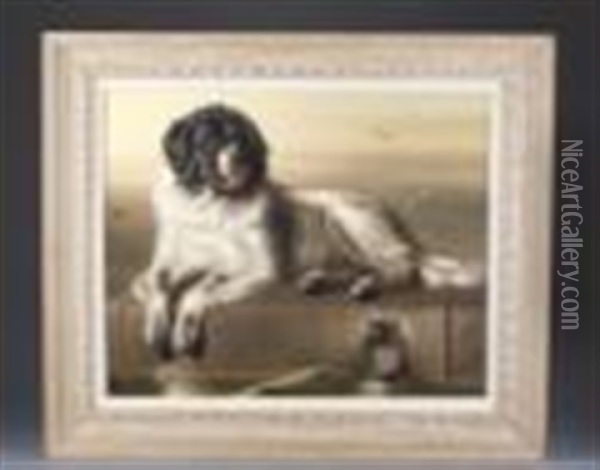 Untitled Dog On The Dock Oil Painting - Louis Eugene Lambert