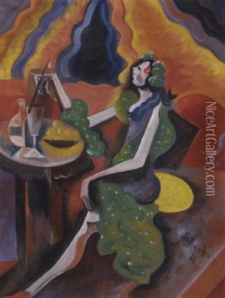 In Der Bar Oil Painting - Hugo Scheiber