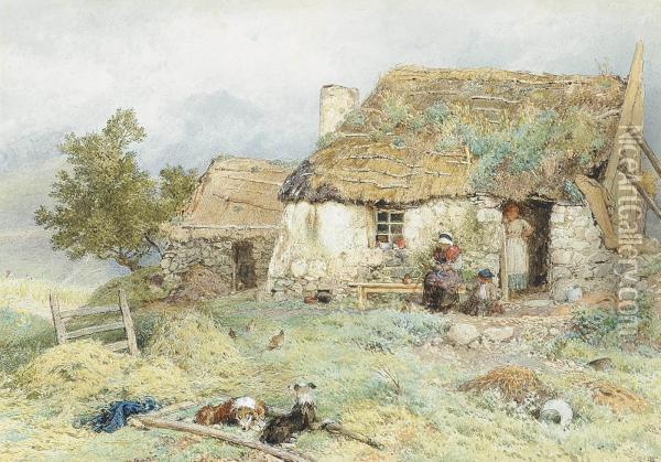 Crofter's Cottage, Ardessie Oil Painting - Myles Birket Foster