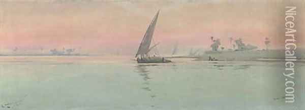 On the Nile Oil Painting - Augustus Osborne Lamplough