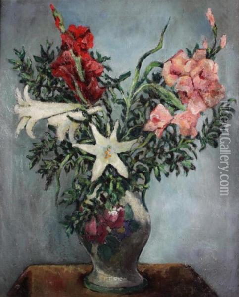 Still Life With Gladiolas Oil Painting - Eurilda Loomis France