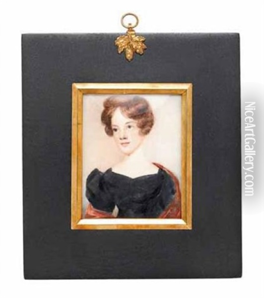 Miniature Portrait Of A Young Lady Oil Painting - Anson Dickinson