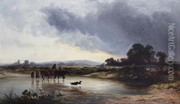 Fording The River Oil Painting - George Augustus Williams