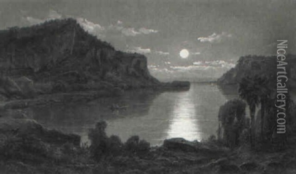 South American Landscape In Moonlight Oil Painting - Ferdinand Reichardt