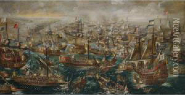 The Battle Of Lepanto Of 1571 Oil Painting - Andries Van Eertvelt