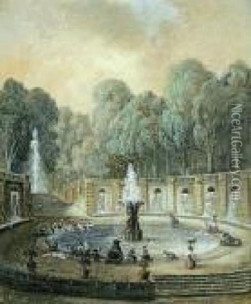 Washerwomen At A Fountain Oil Painting - Hubert Robert