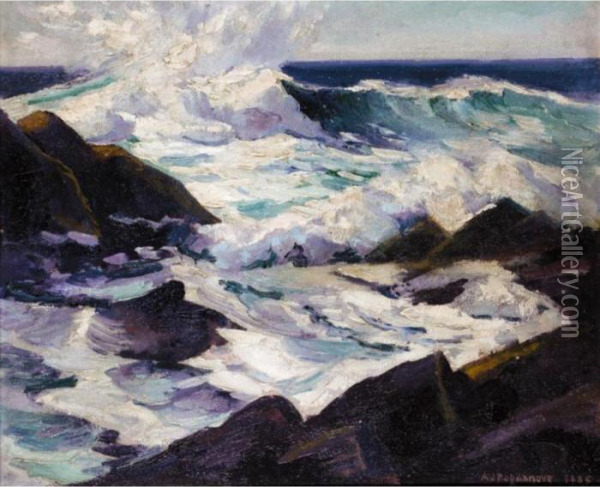 Rocky Seascape Oil Painting - Abraham Jacobi Bogdanove