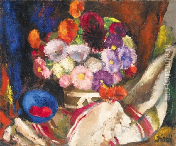 Stil-life With Flowers Oil Painting - David Jandi