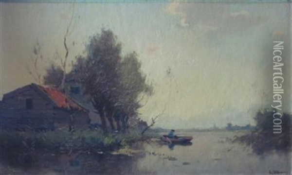 A Frisian Lake Oil Painting - Egnatius Ydema