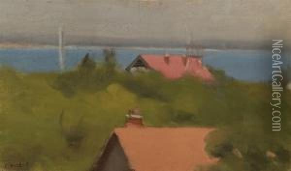 Red Roofs Oil Painting - Clarice Marjoribanks Beckett