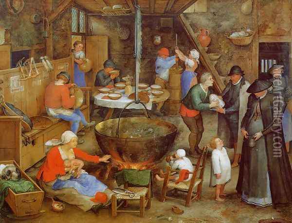 The Visit to the Farm Oil Painting - Jan The Elder Brueghel