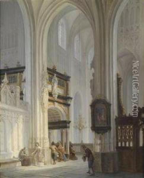 Chapel Interior Oil Painting - Bernardus Van De Laar