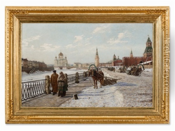 View Of Moscow Kremlin Oil Painting - Paul Louis Bouchard
