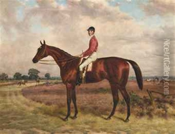 Bay Racehorse, With Jocky Up Oil Painting - Harry Hall