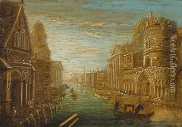 Canal Scene In Venice Oil Painting - William Sadler the Younger