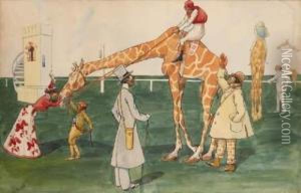 La Course De Girafes Oil Painting - Rudolf Pick