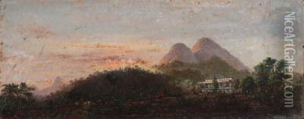 Casa E Chacara Do Senor Dr. A.c. Valdectaro, Gavea, Dous Irmaos,rio De Janeiro Oil Painting - Nicolau Antonio Facchinetti