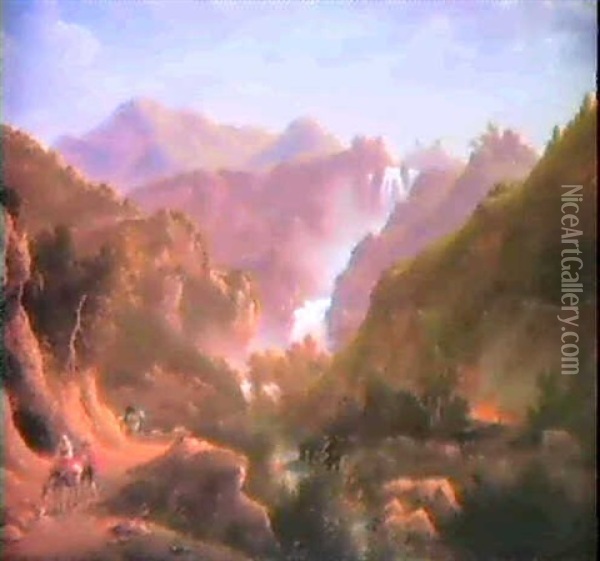 Les Cascades De Tivoli Oil Painting - Abraham Terlink