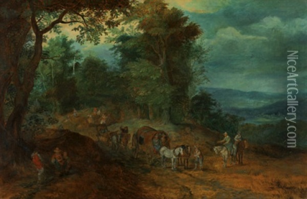Fahrweg Auf Einer Waldigen Anhohe Oil Painting - Jan Brueghel the Elder