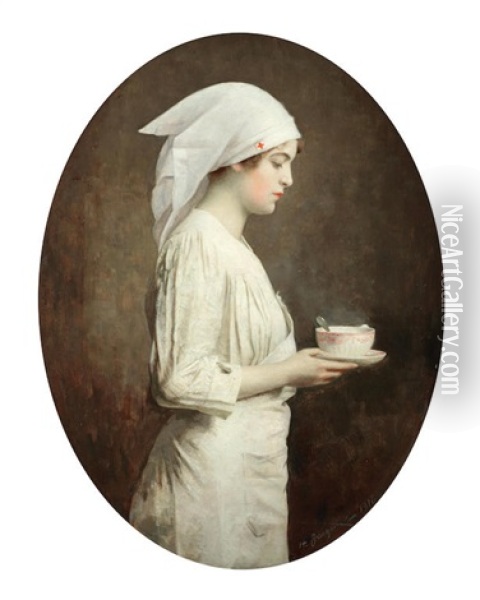 A Hot Cup Of Soup Oil Painting - Henry Jacquier