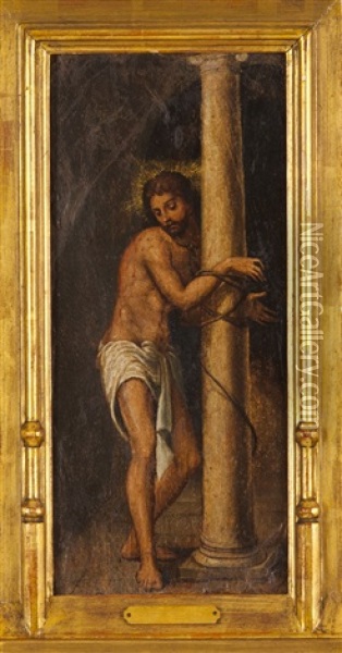 Cristo Atrado A Coluna Oil Painting - Cristovao de Figueiredo