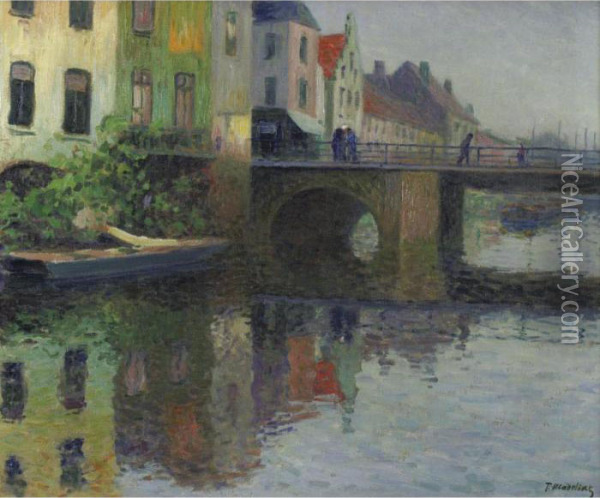Canal A Bruges Oil Painting - Paul Madeline