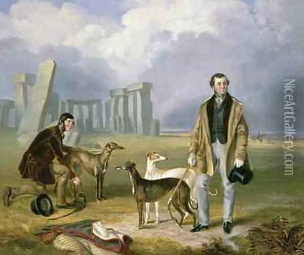Charles Randell with Greyhounds 1849 Oil Painting - James Flewitt Mullock