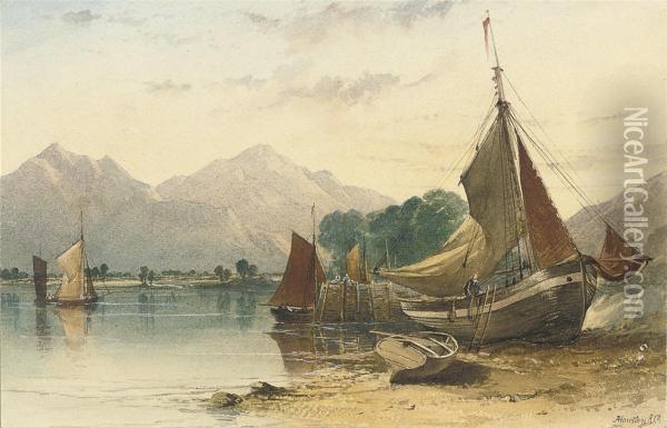 Kilmun Pier, Holy Loch, Scotland Oil Painting - John Adam P. Houston