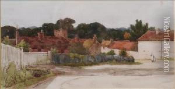 Figures On A Village Street Oil Painting - Wilfred Williams Ball
