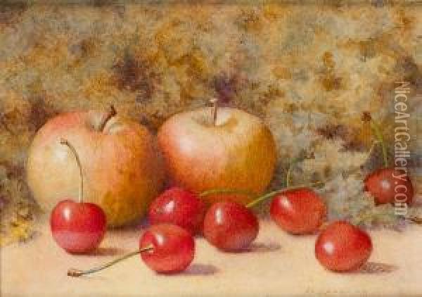 The Fruits Of Autumn; The Fruits Of Summer, Two Oil Painting - Frederick Spencer