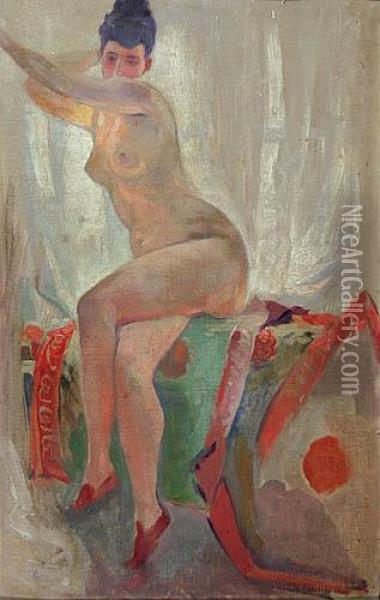 Akt Siedzacej Kobiety Oil Painting - Waclaw Pawliszak