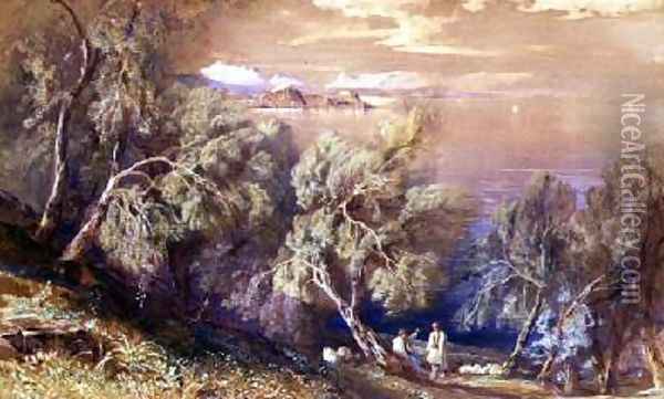 Corfu from above the Village of Analipsis Oil Painting - Edward Lear