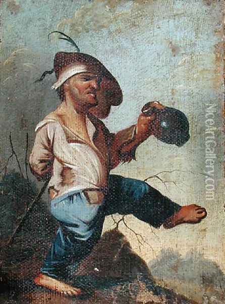 Dwarf Holding a Jug Oil Painting - Jacques Callot