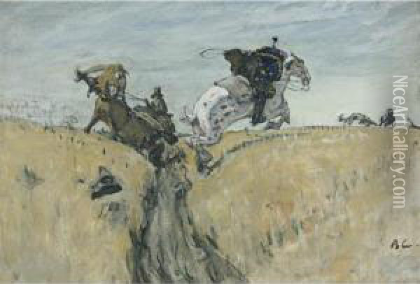The Hunt With Borzois, 1906 Oil Painting - Valentin Aleksandrovich Serov
