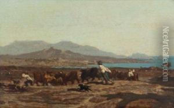 Vue De Marseille, Prise Des Aygalades, Un Jour De Marche Oil Painting - Emile Loubon