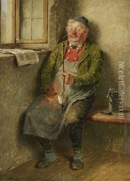 Wirt, Pfeife Anzundend Oil Painting - Hugo Wilhelm Kauffmann