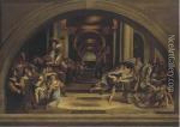 The Expulsion Of Heliodorus From The Temple Oil Painting - Raphael (Raffaello Sanzio of Urbino)