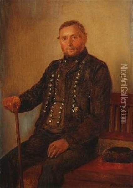 Portrait Of A Gentleman Oil Painting - Johann Julius Exner