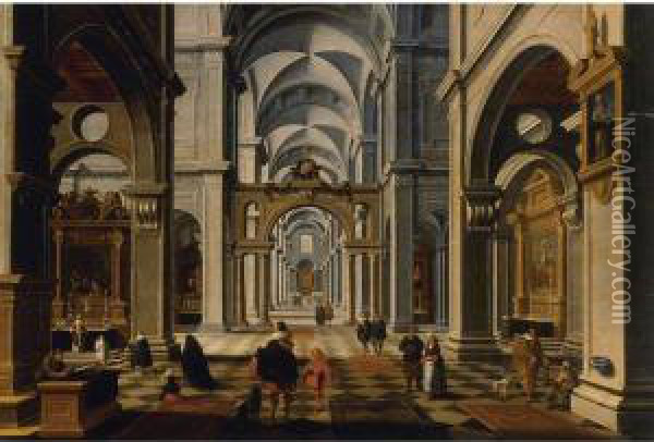 Interior Of A Cathedral Oil Painting - Bartholomeus Van Bassen