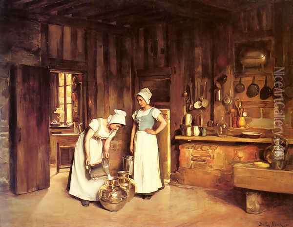 Two Milkmaids Oil Painting - Franck Antoine Bail