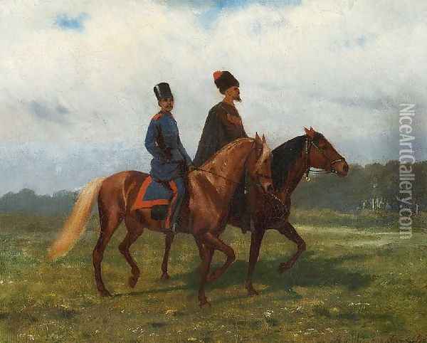 Riding Cossacks Oil Painting - John False