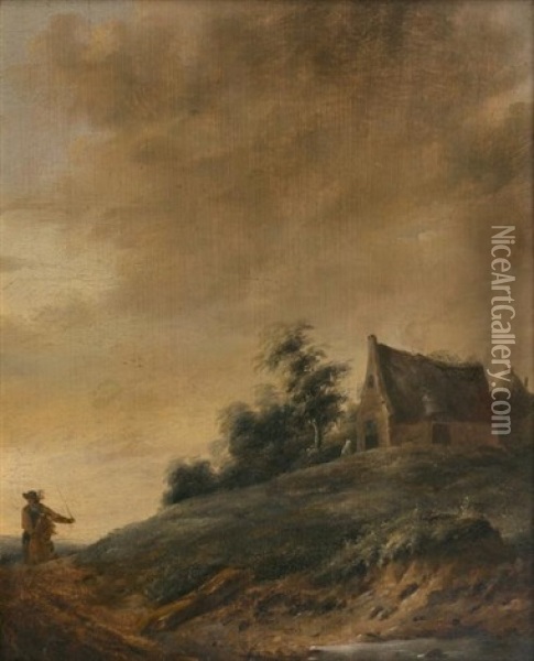 Cavalier Dans La Campagne Pres D'une Ferme Oil Painting - Jan Wouwerman