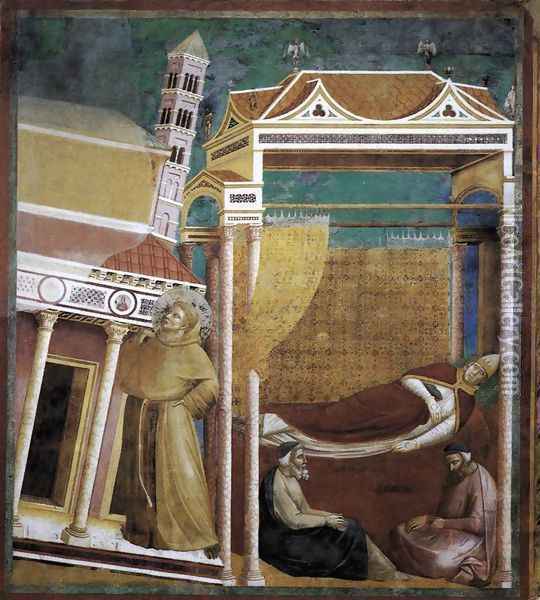 Legend of St Francis- 6. Dream of Innocent III 1297-99 Oil Painting - Giotto Di Bondone