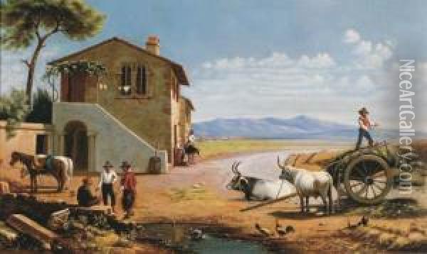 Italian Landscape Oil Painting - Virgil Williams