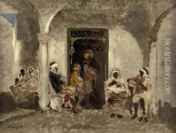 Oriental Men Having A Rest Oil Painting - Jules Jacques Veyrassat