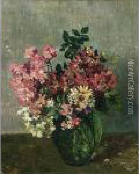 A Flower Still Life Oil Painting - Louis, Lodewijk Ph. Stutterheim