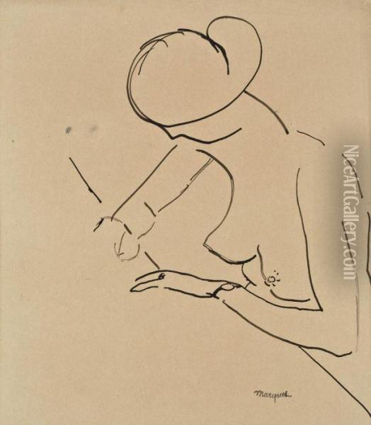 Femme Penchee Avec Le Cachet De L'atelier Oil Painting - Albert Marquet